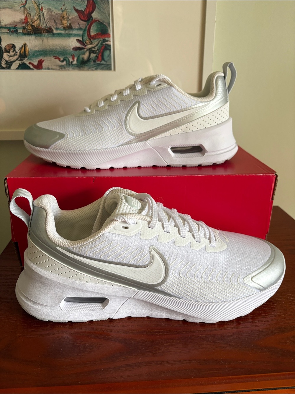 Nike Airmax White and Silver Mesh Runner Sneakers- US 9